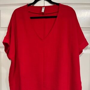 Zenana V-Neck Short Sleeve Red Blouse Size Small NWOT